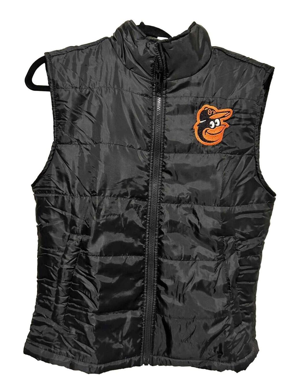 Black Baltimore Orioles Puffer Vest Classic Orioles Retro Bird Logo Size L